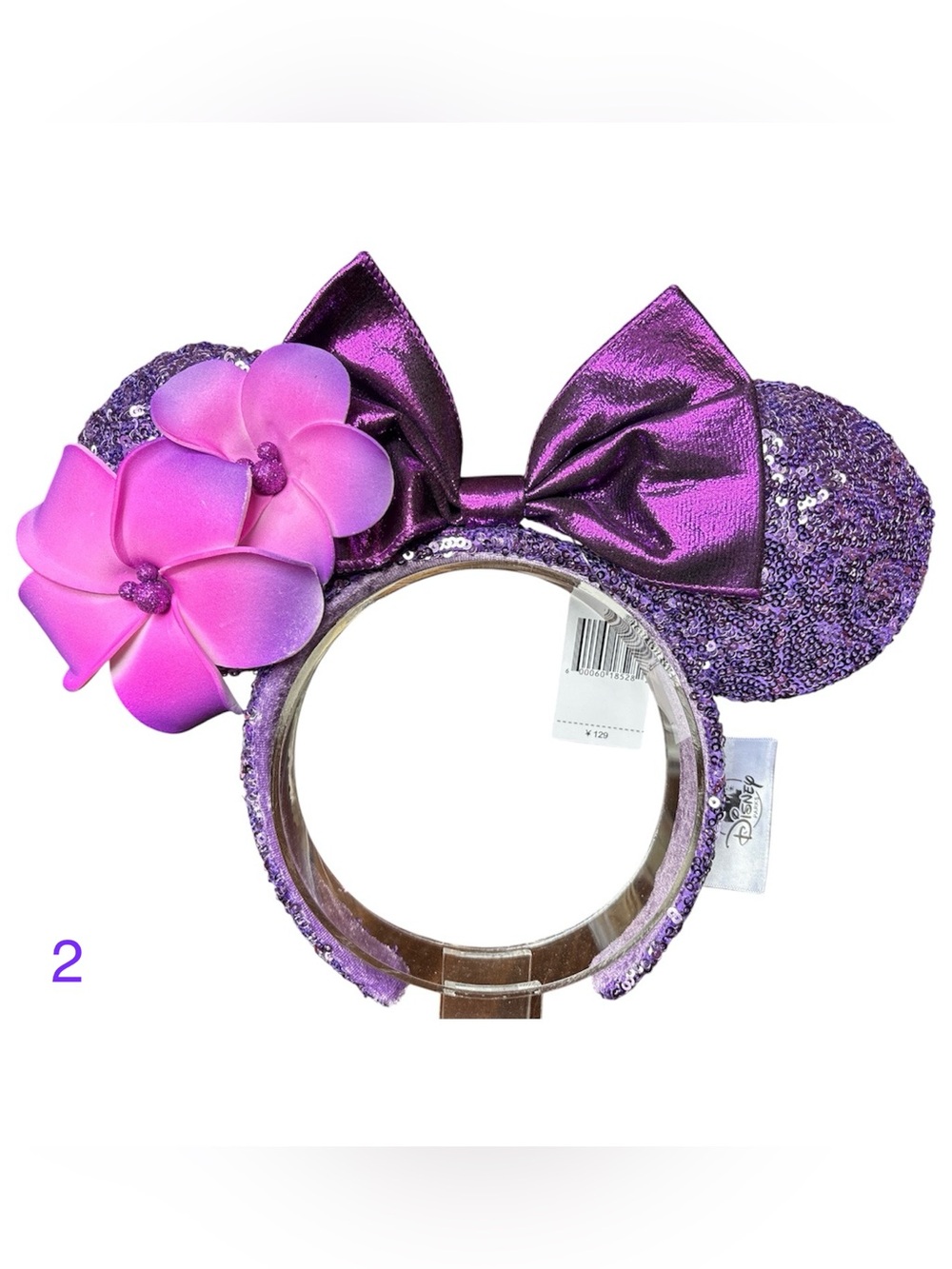 Disney Minnie Mouse Aulani Plumeria Hawaiian Purple Pink Floral Ears NEW! 2